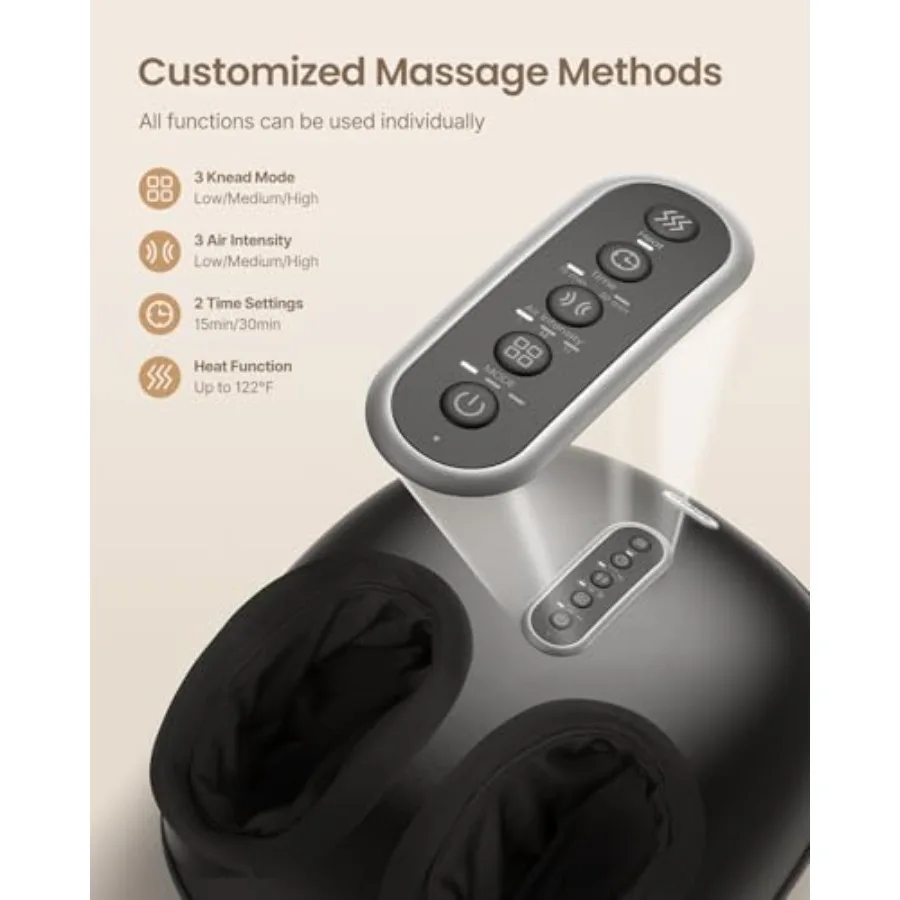 Foot Massager with Heat for Plantar Fasciitis Relief, Deep-Kneading Air Squeezing, Size 12, Deep Grey, Shiatsu Therapy, Mothers - view 3
