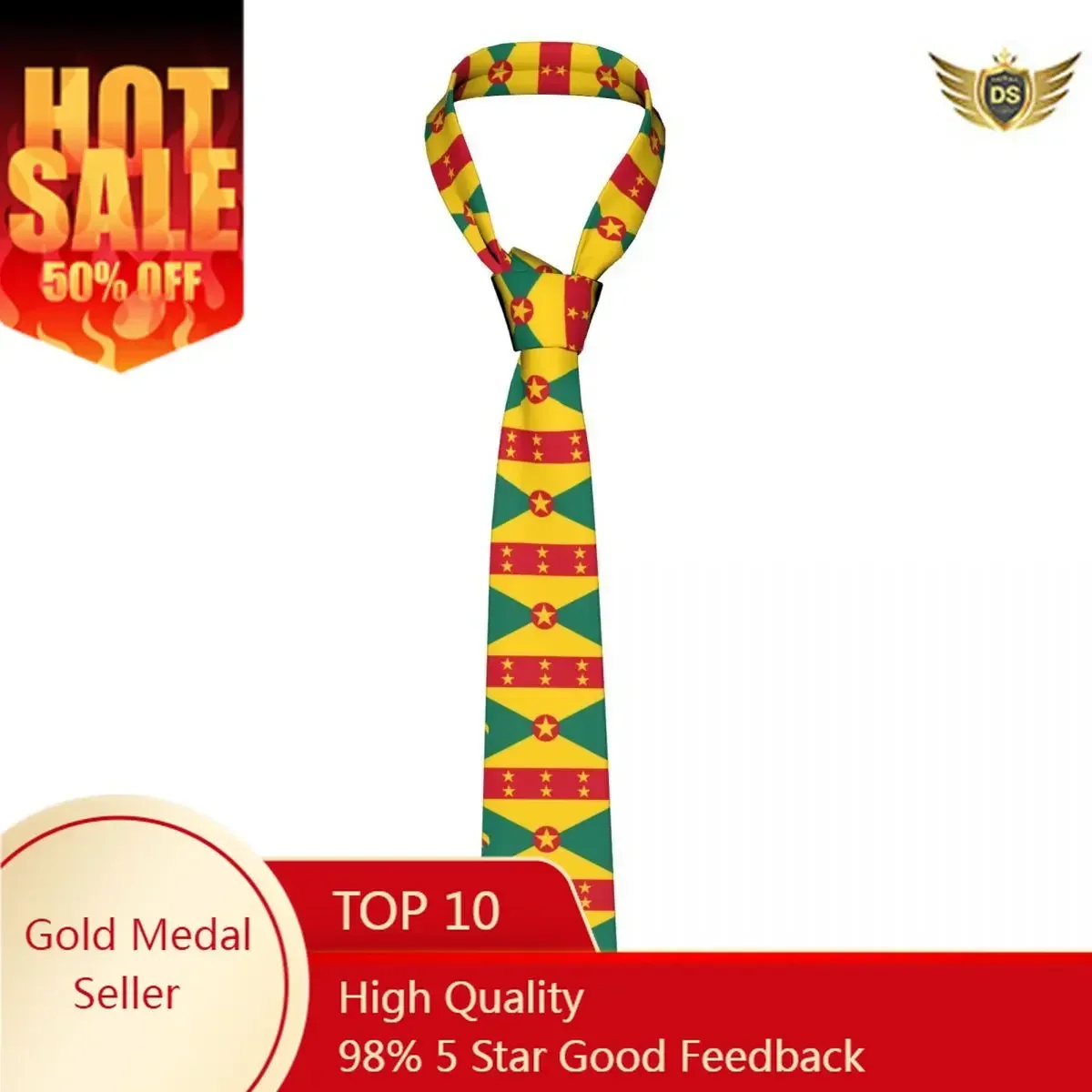 Tie For Men Formal Skinny Neckties Classic Men's Grenada Flag Wedding Tie Gentleman Narrow