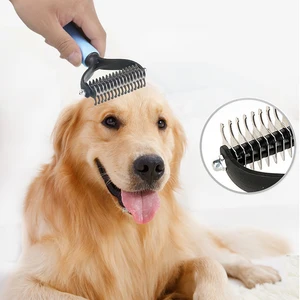 Cão escova pet cão removedor de cabelo gato pente grooming e cuidados escova para cabelo longo e cabelo curto encaracolado cão suprimentos pet itens 8 principais vendas duplo venus - №2