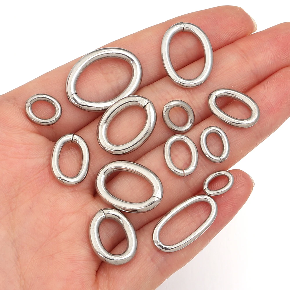 

20 шт./лот, овальные кольцевые застежки из нержавеющей стали, разъемы, застежки для изготовления ювелирных изделий, сделай сам, простой стиль, ожерелье, браслет