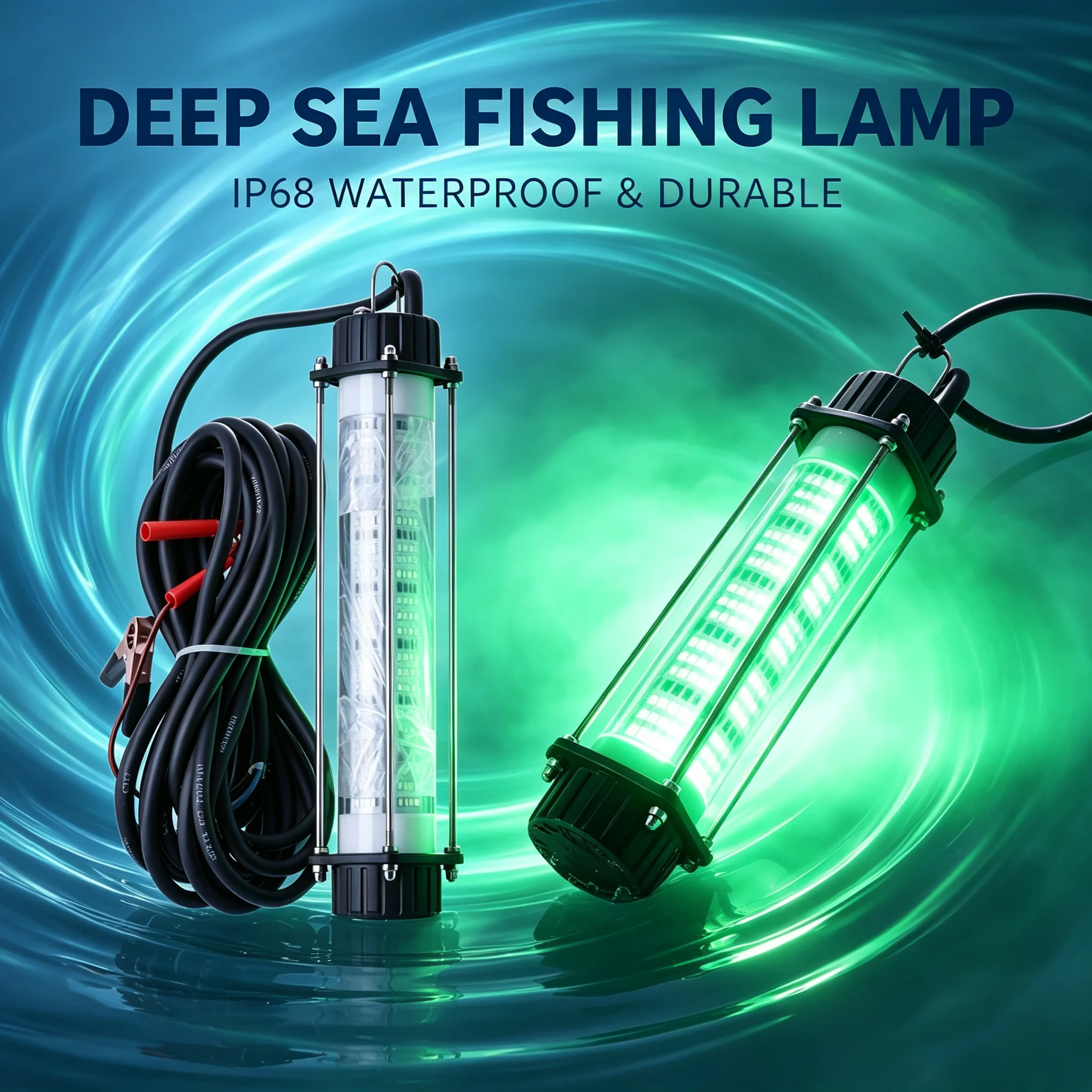 120W 180W Unterwasser-Angelleuchte LED Tauchlampe zur Fischlockung 12V Tiefsee-Nachtangel-Köderlicht mit Clips – Detail 2
