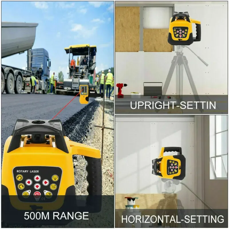 Niveau Laser rotatif à nivellement automatique, faisceau vert, Horizontal et Vertical, portée de 500m