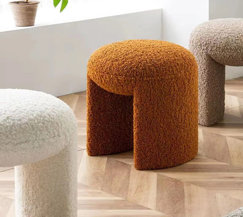 Makeup Stool Nordic Dressing Stool Modern Lamb Cashmere Shoe Changing Stool Hallway Ottoman Footrest Pouf Stool Contoured Stool