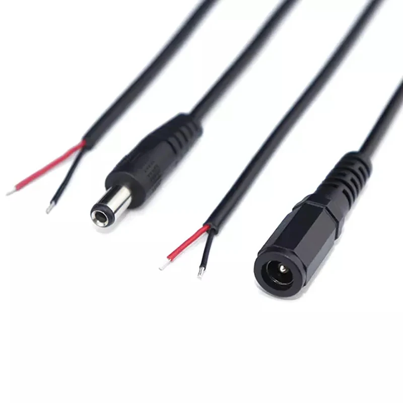 DC power cable 5.5*2.1 5.5*2. Barrel jack cable female to open or plug to open with red/black wire power cable