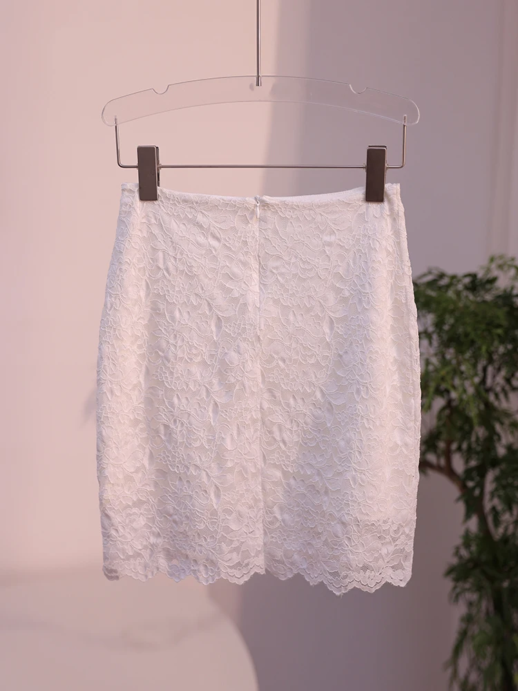 

High Waist Lace ort Skirt Women's Slim Fit Skirt Polyester Fabric Korean Sle Commute Pure Color Spring 2025