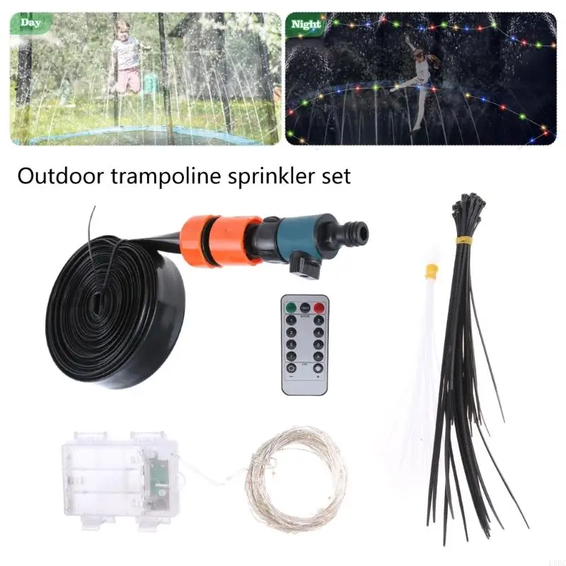 L8RC Outdoor Trampoline Water Sprinkler with Remote Control& LED Light Easily Install