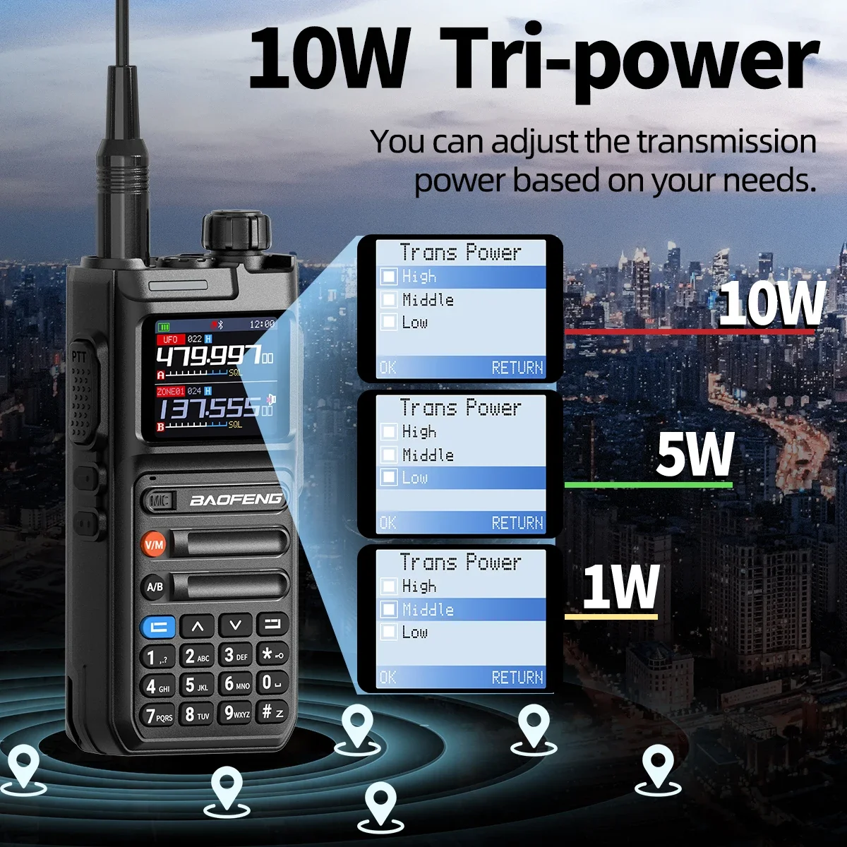 BAOFENG AR 26 GPS Walkie Talkie 10W aplicación de teléfono de largo alcance programación Bluetooth multi banda aérea copia inalámbrica frecuencia Radioaficionado