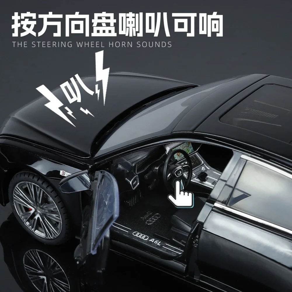 

1:18 A6L Large Alloy Metal Diecast Car Model Sound & Light Collect Hobby Boutique Interior Gift For Boys Present Vehicle