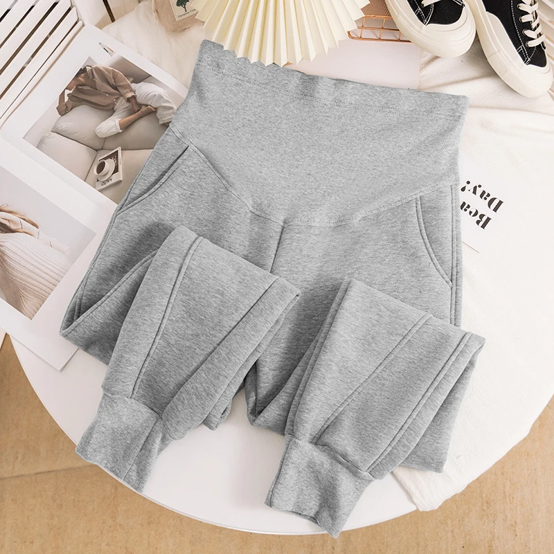 Winter Thick Warm Fleece Velvet Maternity Pants Sports Casual Belly Thermal Clothes for Pregnant Women Pregnancy Trousers