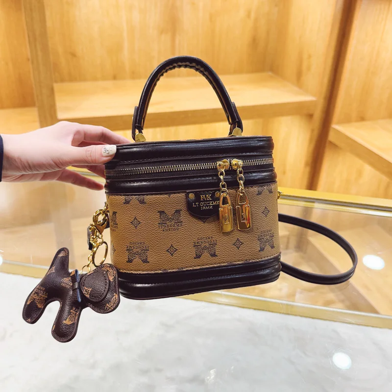 حقيبة دلو مطبوعة عتيقة لعام 2025، محفظة كتف صندوق لوكس للنساء، حقيبة كروس عصرية للهاتف، حقيبة يد مزخرفة بسيطة