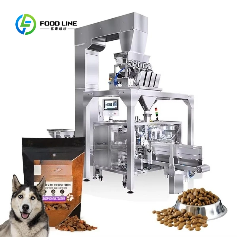 Customized Automatic Ziplock Pouch Doypack Packaging Machinery Pet Cat Dog Food Granule Premade Bag Filling