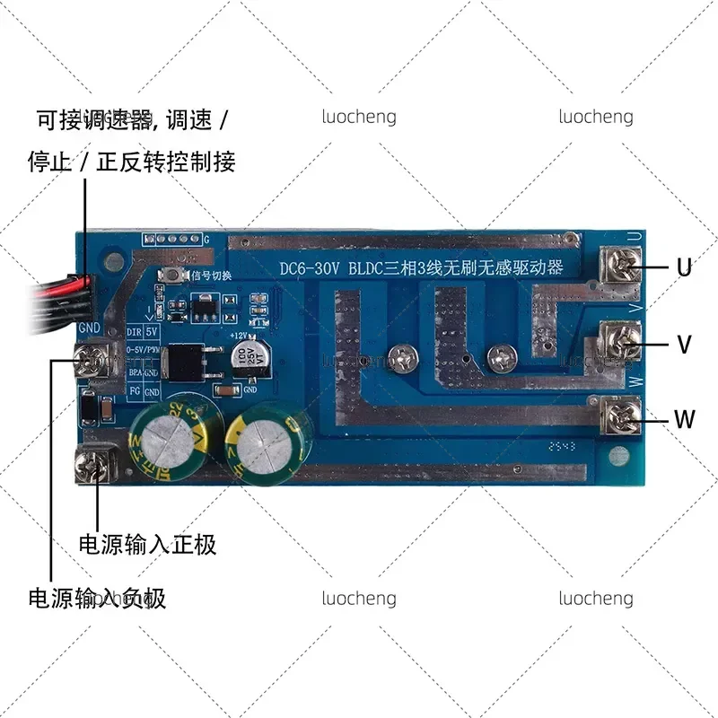 for BLDC 30V 750W DC Motor Controller 12V 24V Non-inductive High Power Three Phase Brushless Motor Driver Board