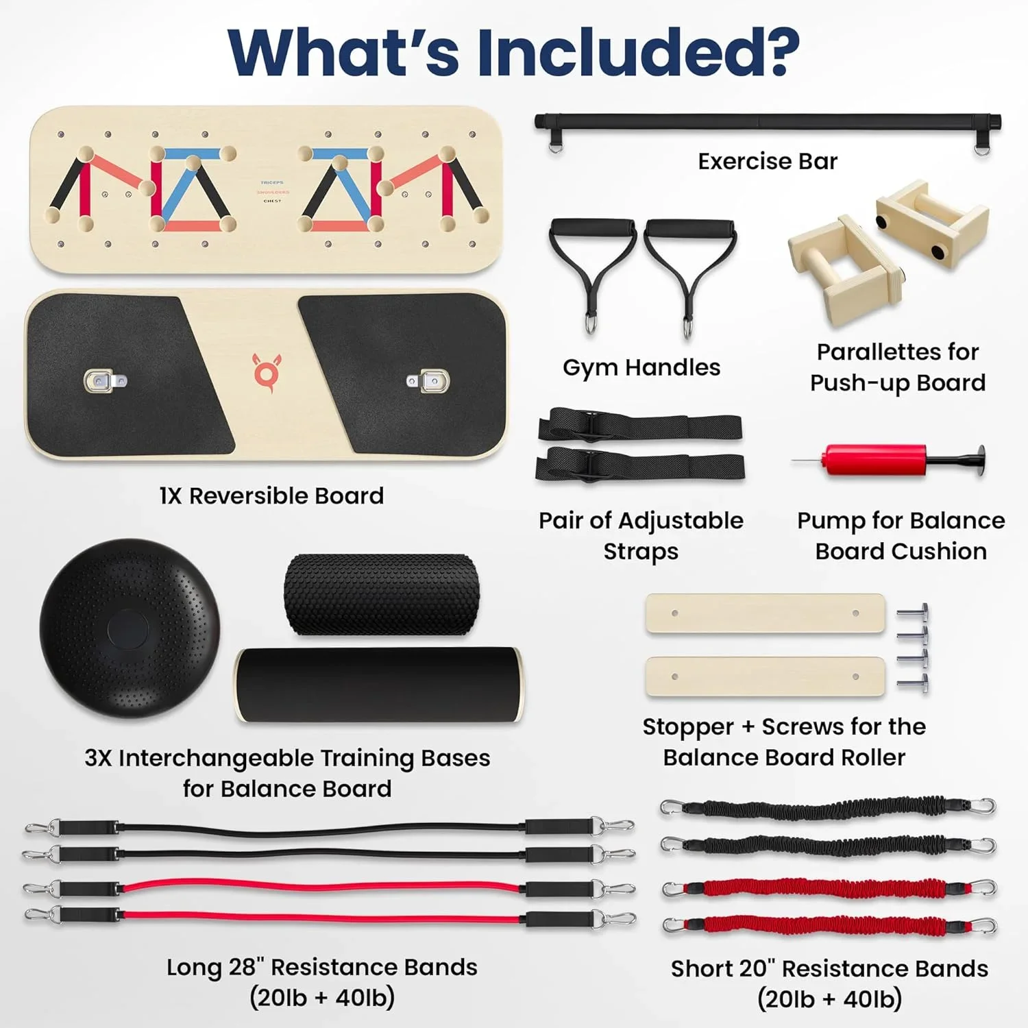 

Wooden Foldable Push Up Board Kit with Pilates Bar and Resistance Bands