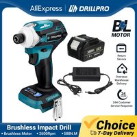 Drillpro1/4inch Brushless Screwdriver Electric Drill Cordless Impact Driver 4-Speed Screwdriver Power Tool forMakita 18V Battery