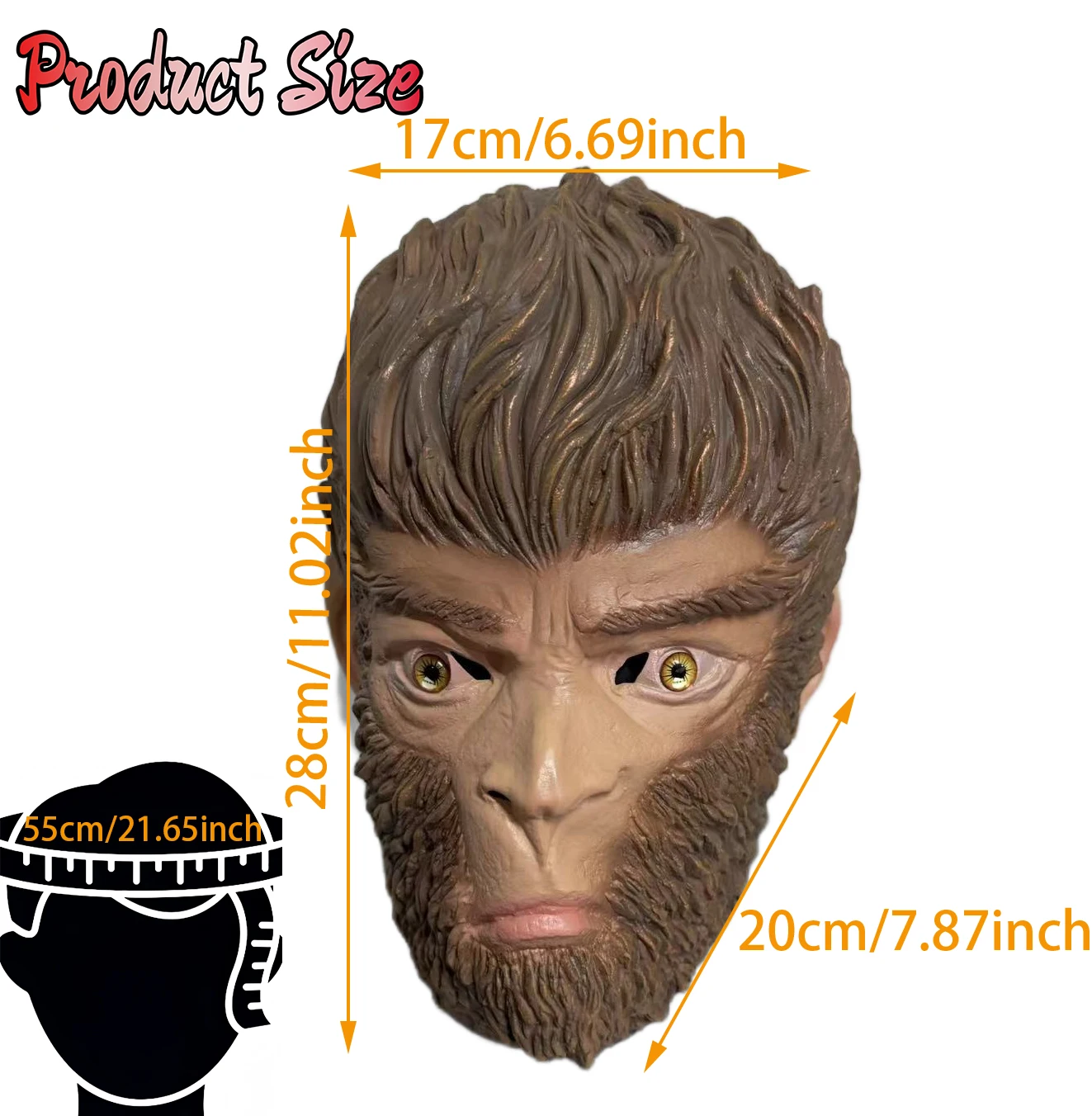 New Game Monkey Mask Sun Wukong Latex Masks Simian Head Cover Halloween Party Animal Dress up Cosplay Wukong  Props