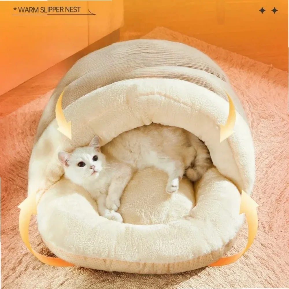 

New Luxury Enclosed Cat Bed with Warmth and Security Features for Cats in Multi-Cat Families All-Season Pet Sofa Cat Accessories