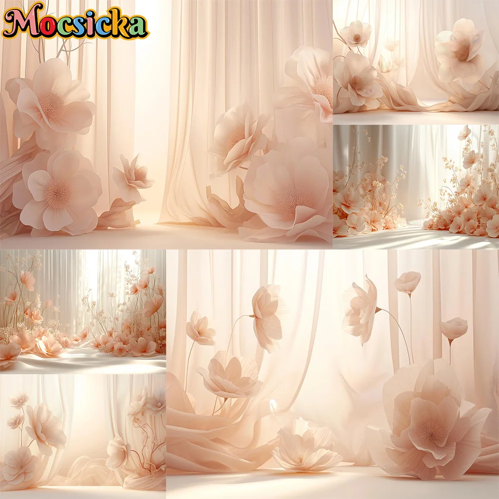 Mocsicka التصوير خلفية خلفية زرقاء الوردي الزهور الديكور خلفية الوليد المرأة الحامل صورة استوديو الدعائم