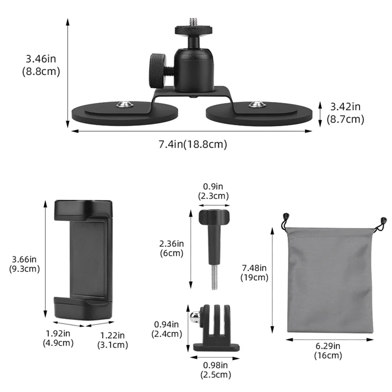A003 Magneet Camerahouder Autohouder met magneten en 360° °   Rotatiebalhoofd voor Gopro Action 5 Pro Pocket 3