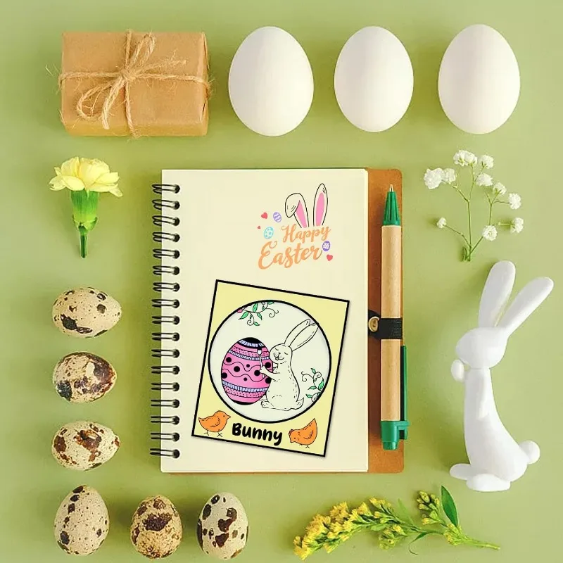 1Sheet Easter Clear Stamps Rabbit Wreath Egg Silicone Stamps Bunny Transparent Seal Stamps Film Frame Clear Stamp Seal for Paper — zdjęcie 6
