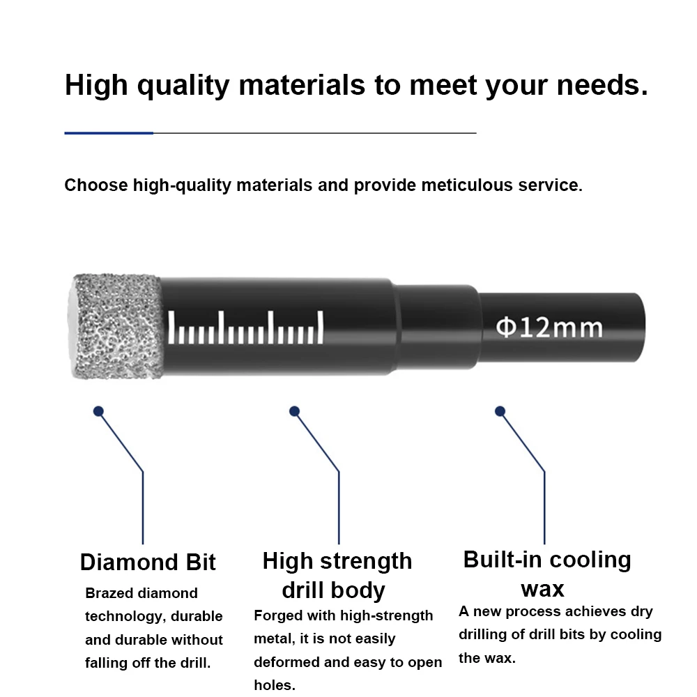 1PC Diamond Brazing Hole Opener 5-16mm Multifunctional Round Handle Dry Drilling Stone Vitrified Brick All Ceramic Drill Bit