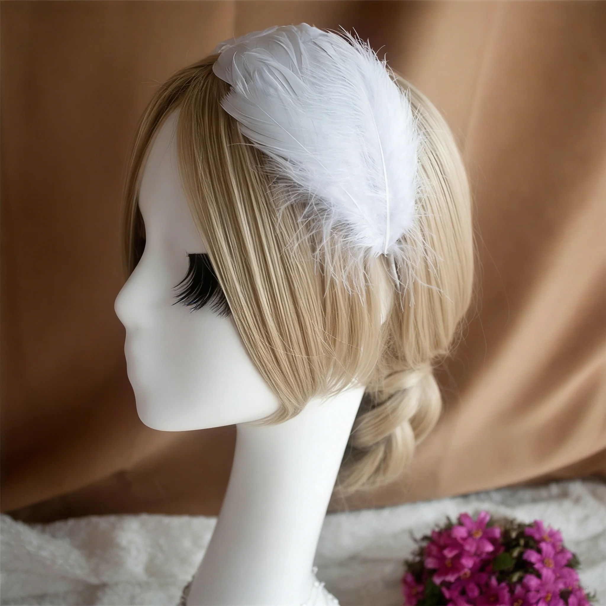 Hand Made Ballet White Feather Headwear Two Pieces,Balet Decorative Bride Wedding Stage Performance Retail Wholesale HDE023