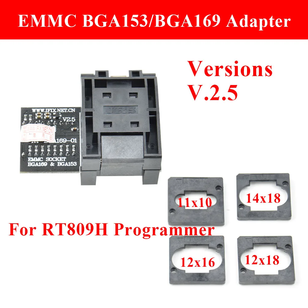 الأصلي RT-BGA169-01 BGA169 / BGA153 EMMC محول V2.3 v2.5 مع 3 قطعة بغا صندوق الحدود ل RT809H مبرمج أفضل جودة