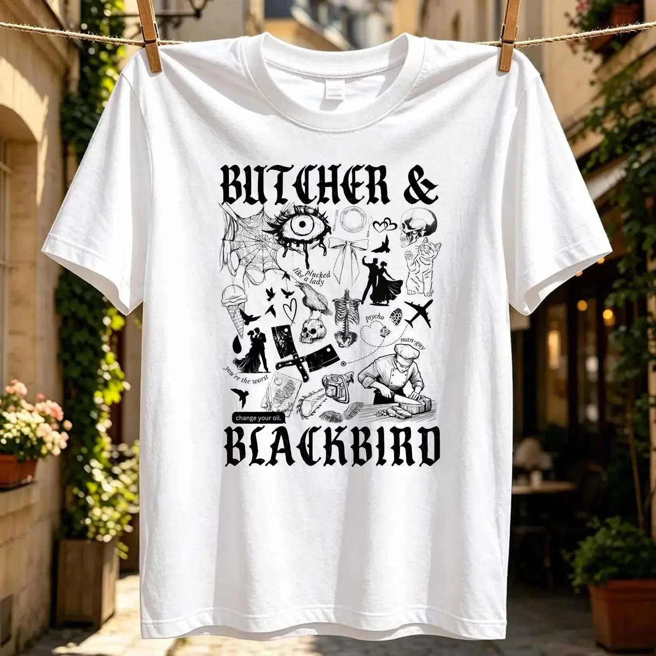 washed T Shirt Butcher and Blackbird Brynne Weaver Book Lover Merch Bookish Romantasy Kindle Club Dark Romance vintage Washed