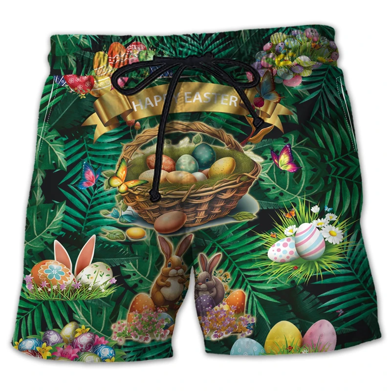 Cristianesimo Jesus Happy Easter Day Graphic Beach Shorts Casual Festival Gift pantaloncini da spiaggia coniglio Egg Trunks Animal Cat Trunks