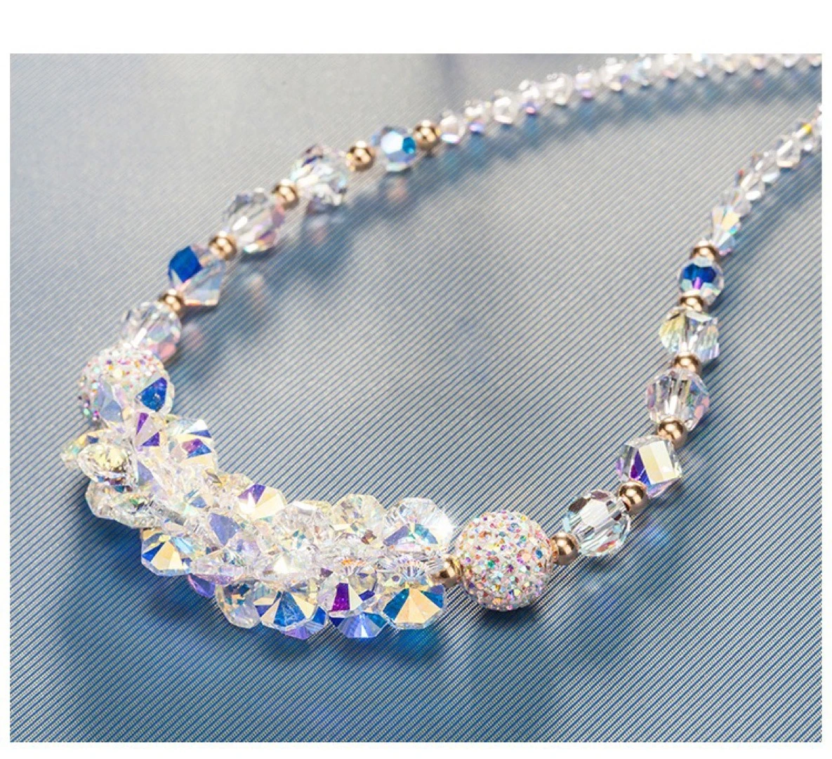 Fashion Shiny Crystal Transparent Beads Necklace  Chain Necklaces for Women Girls New Trend Party Gifts Jewelry
