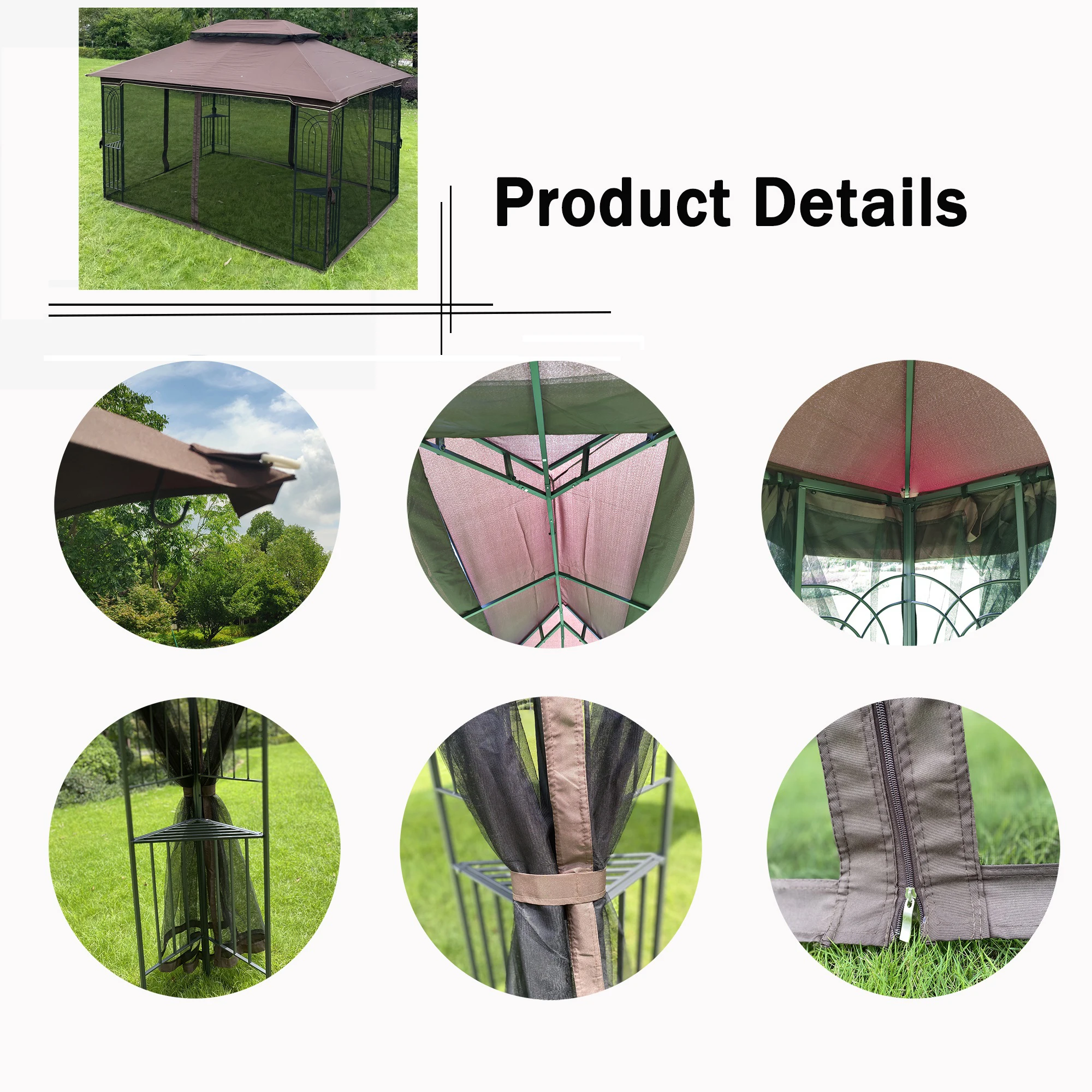 13x10 Outdoor Patio Gazebo Canopy Tent With Ventilated Double Roof And Mosquito Net(Detachable Mesh Screen On All Sides),Suitabl