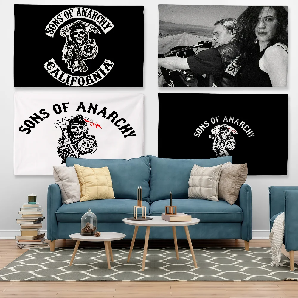 A-Anarchy S-Sons Flag Tapestry Outdoor Party Bedroom Living Room Dormitory Decorative Themed Wall Hanging Banner Gift