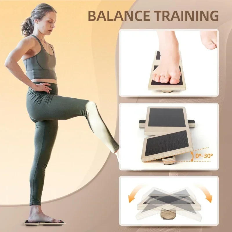 Physiotherapie Haltungskorrektur Einzelfuß Balance Board Knöchelstärkungsgerät Exerciser Verstauchtes rutschfestes Holz Wackelbrett – Detail 7