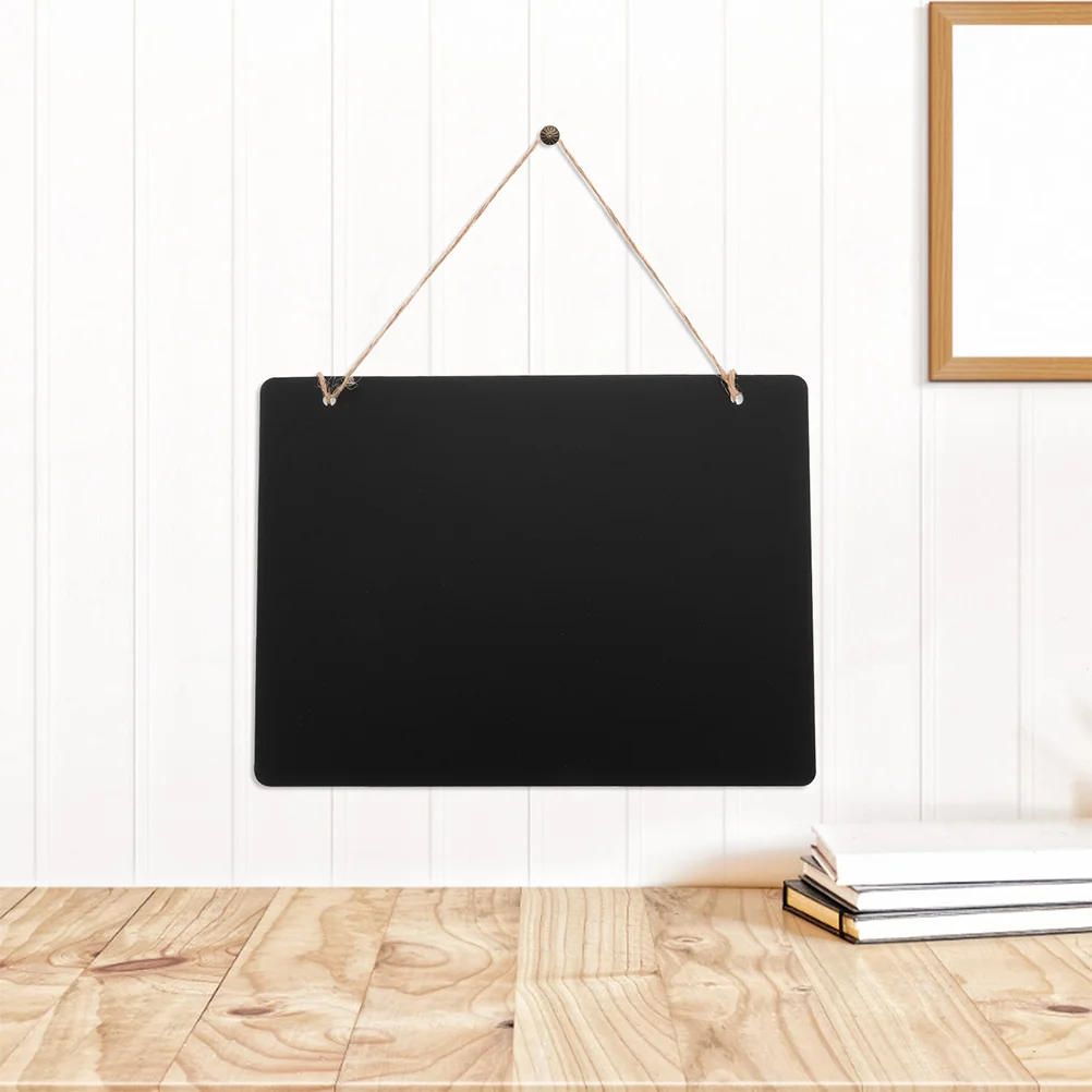 

3Pcs Wooden Hanging Chalkboard Double-Sided Blackboard Plaque Rustic Home Office Decor Erasable Message Board with Jute Rope