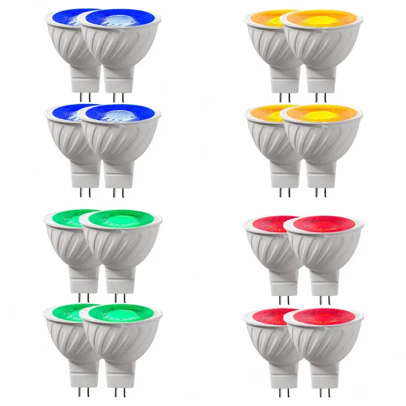 4PCS AC DC 12V 5W MR16 LED Light Blue Red Green Yellow RGB Courtyard Lawn Holiday Mood Nightbar Music Room Decorative Light
