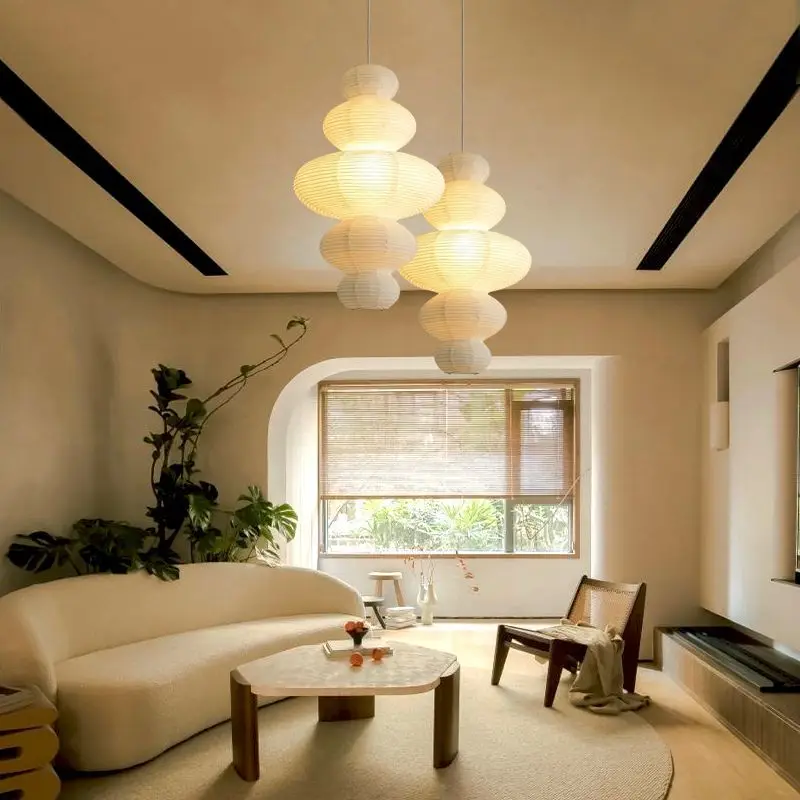 Rice Paper Pendant Lamp Ceiling Suspension Chandelier Floor Light with E27 Bulb Living Room Art Decor