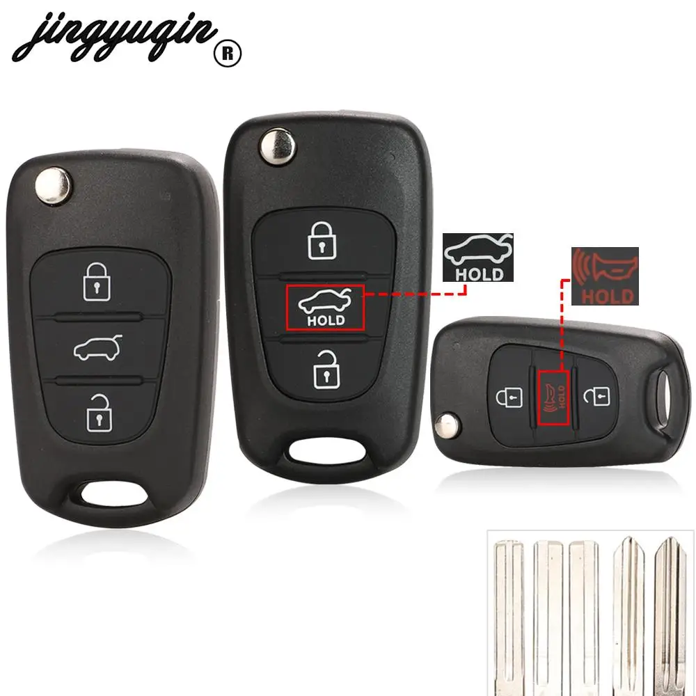 jingyuqin Flip Remote key Shell Case For Hyundai I30 IX35 Avante For Kia K2 K5 Sportage Picanto Rio Cerato Ceed Soul fob 3Button