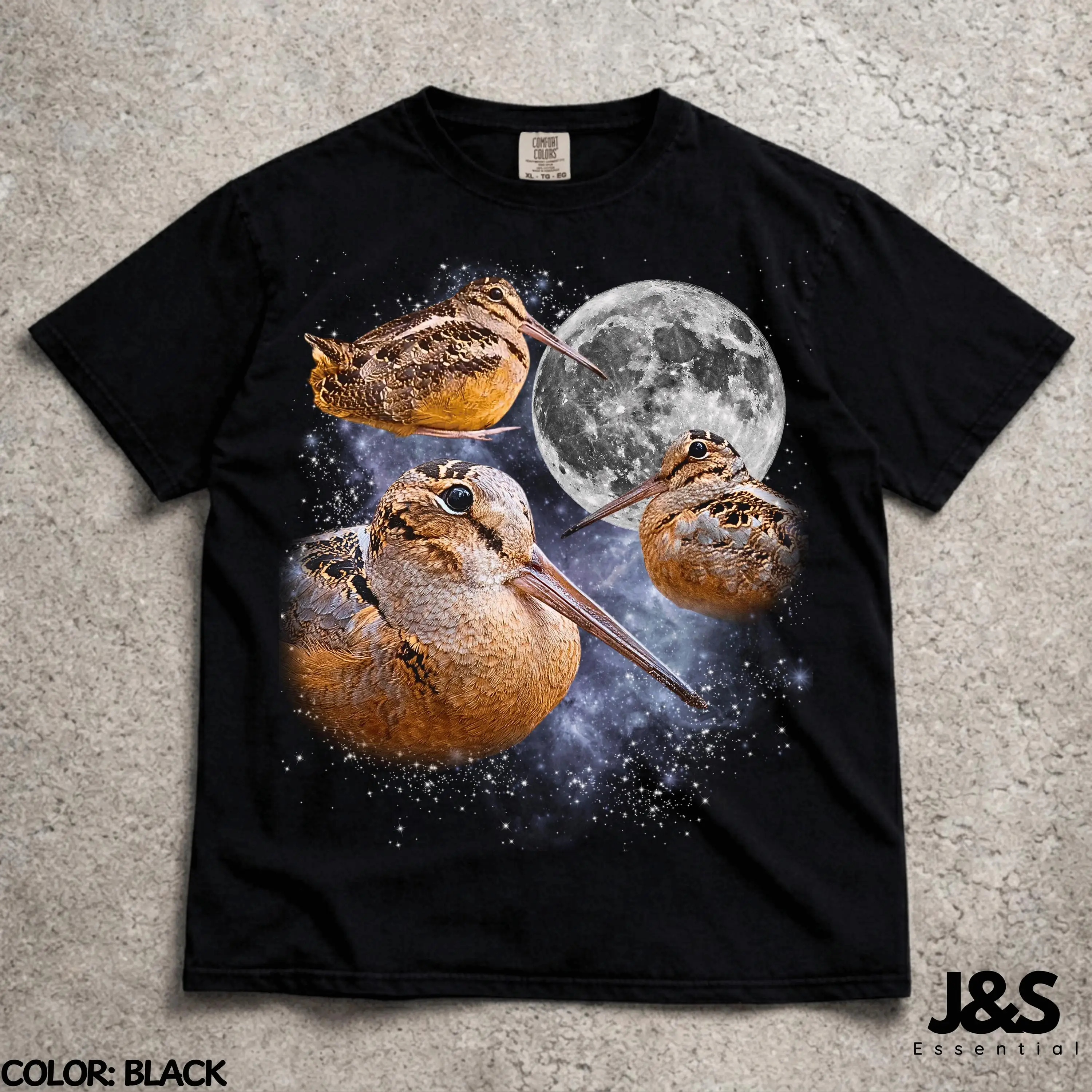 Three Meep Bird American Woodcock Moon Shirt, Vintage Timberdoodle Galaxy Tee, Retro Cosmic Woodcock Graphic Top, Birder Gift,