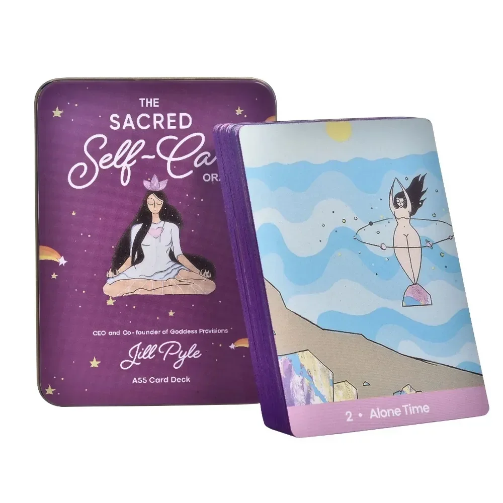 The Sacred Self-Care Tarot Card 44pcs Oracle Deck For Beginners Fortune Telling Game Card Oracle Deck Board Game with Metal Box