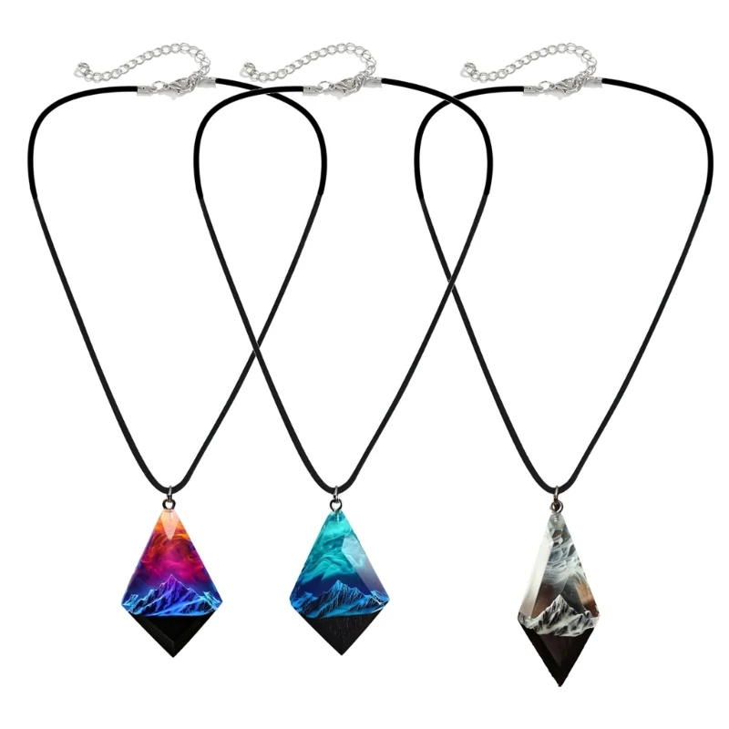 M2EA Crystal Sparkling Necklace with Resin Snow Mountain Pendant for Daily Wear Dates