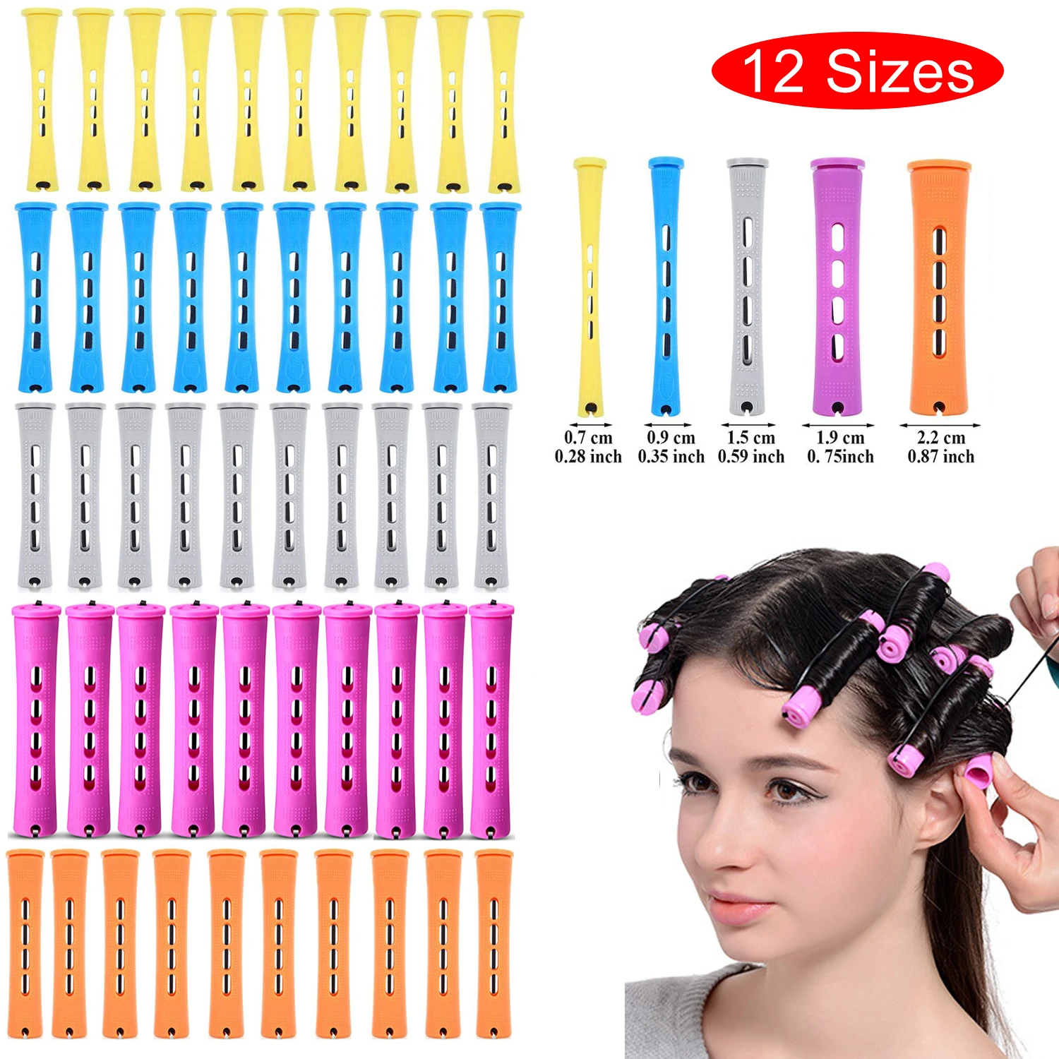 10PCS Hair Perm Rods Short Cold Wave Rods Plastic Perming Rods With Hair Cold Wave Rods Hair Curler For Women Long Short Hair