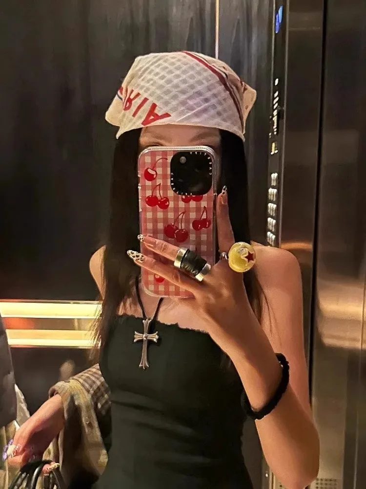 

Американский головной платок Y2K Millennium Spicy Girl в стиле хип-хоп, уличный квадратный шарф, весна-лето, новая тонкая повязка для волос из чистого хлопка