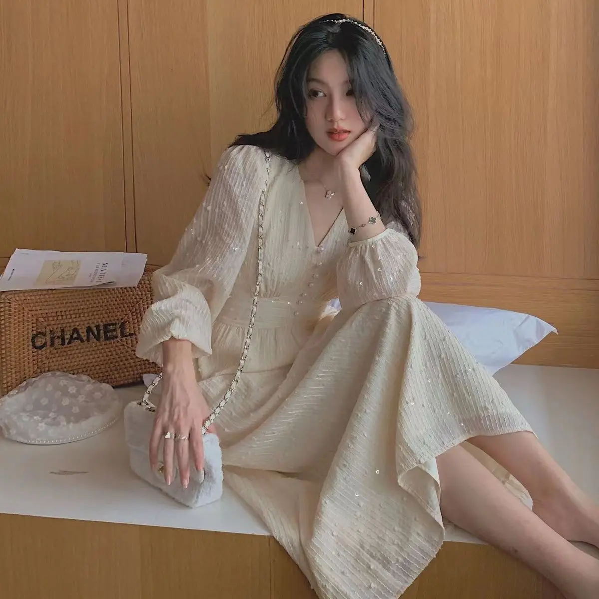 French Style Waist Cinching Slimming Gentle Style First Love Dress Light Mature and High-end Temperament Long Style Super Dresse