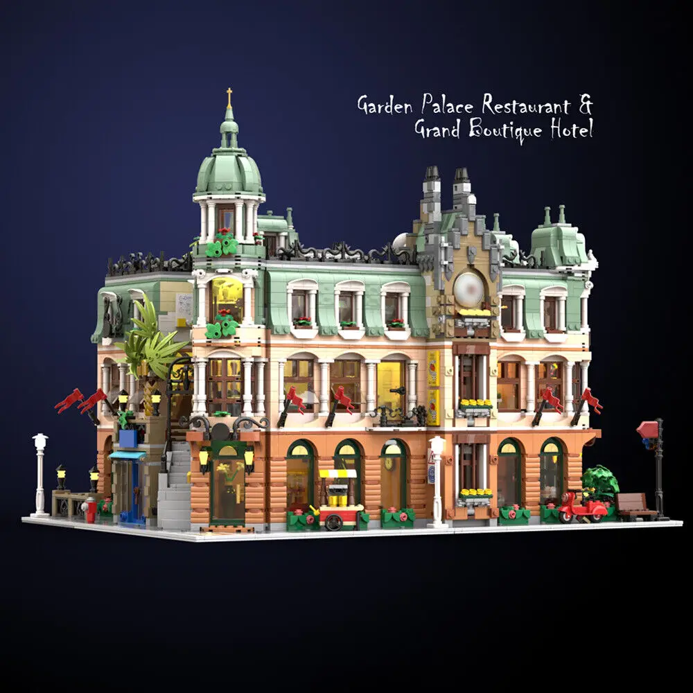 Garden Palace Restaurant with Interior Modular Building 4552 Pieces MOC Build