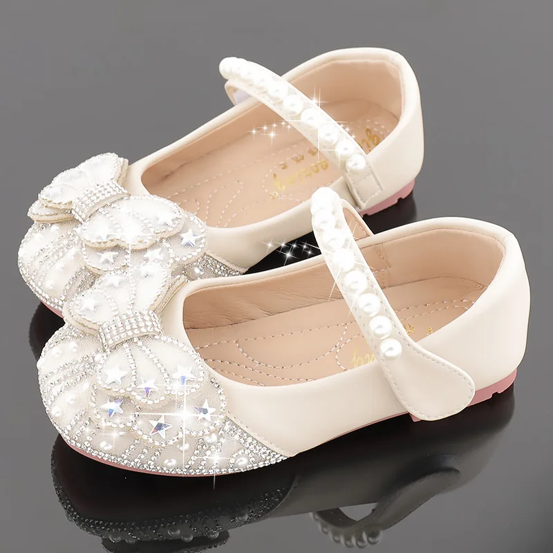 Girls Princess soft-soled crystal shoes small leather shoes rhinestone new soft bottom xingx dancing shoes