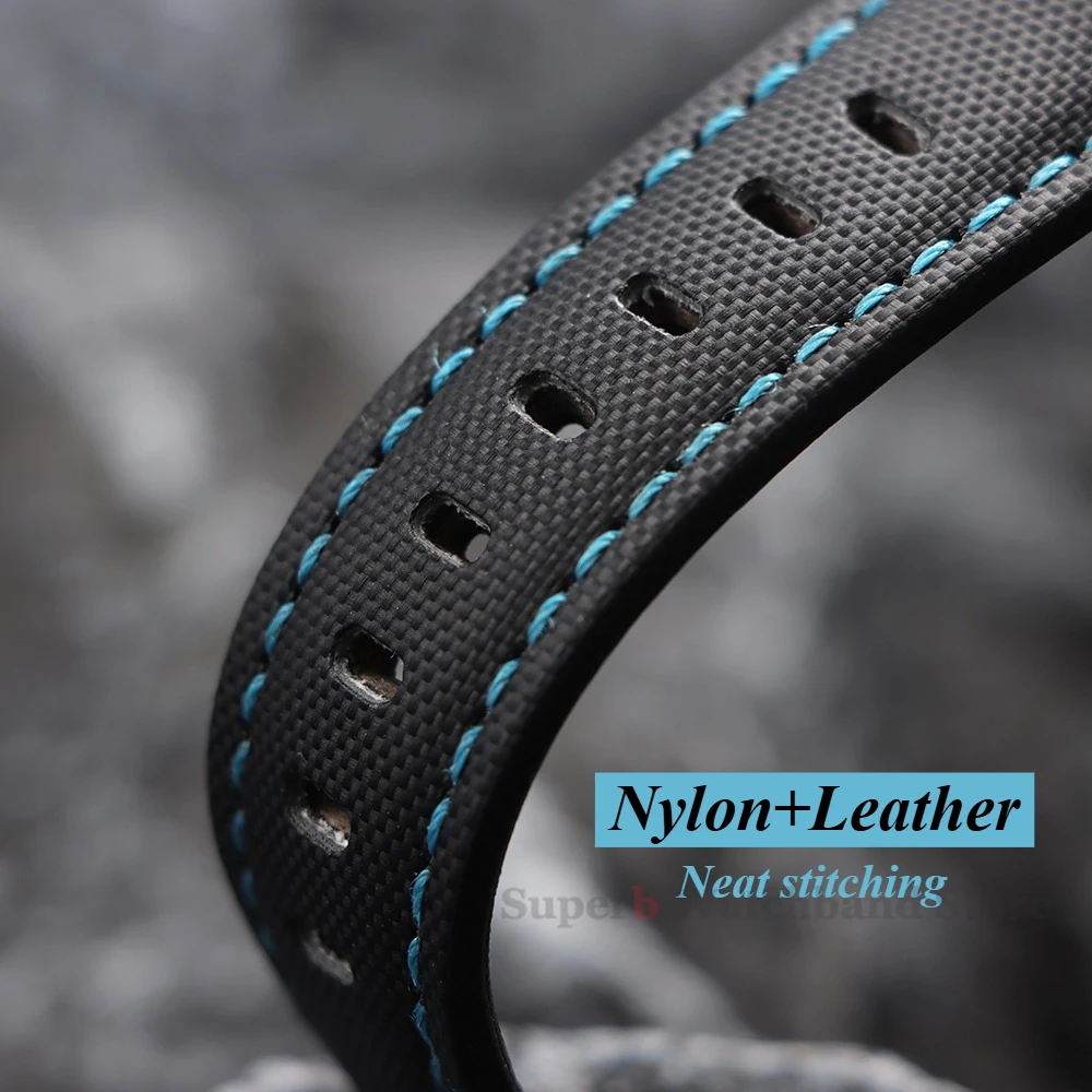 Cinturino in pelle di nylon 20mm 22mm 24mm 26mm per Citizen per Seiko uomo donna cinturino in tessuto di tela per Huawei Watch Gt4/3/2