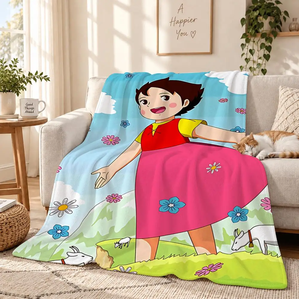 Anime Heidi,a Girl of the Alps ICONS Throw 240g Lightweight Flannel Blanket, Soft Skin Throw Blanket for Sofa Bedroom