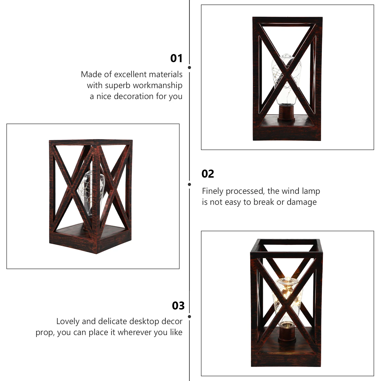 

1pc Wooden Wind Lamp Tabletop Adornment Fine Craftsmanship Home Decor Living Room Desktop Ornament Wind Lantern Festival Gift