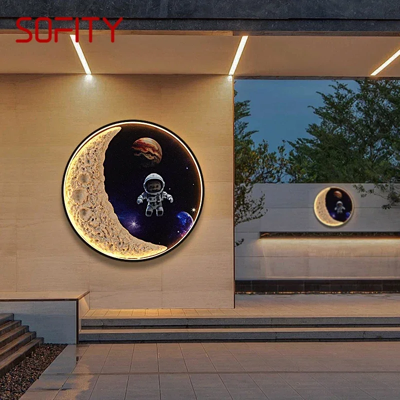 SOFITY Solar Outdoor Mural Lamp 1 Meter Diameter Circular Landscape Waterproof Mural  Villa Courtyard Decoration Painting