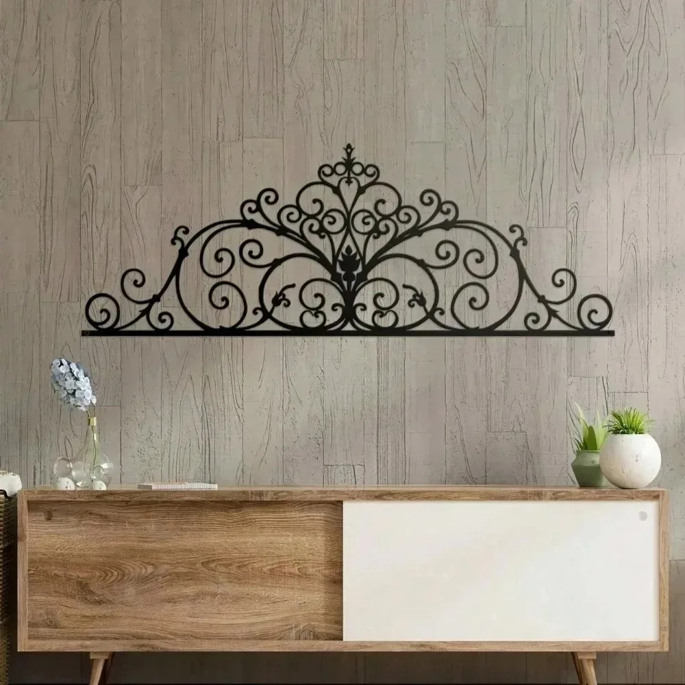**Bohemian Metal Wall Art 2-Pack, Laser Cut Floral Scroll Decor Vintage Hanging Accents Gift**