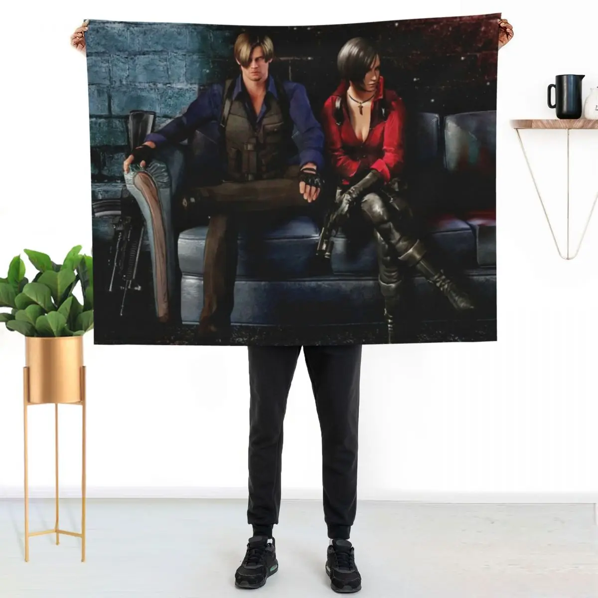 

Leon and Ada Wong Throw Blanket Faux Fur Soft Warm Blanket for Bed